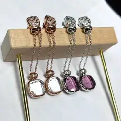 Earrings Inlay Zircon With Blue Topaz Elegant Candy Crystal Perfume Bottle Earrings Fashion Jewelry for Women