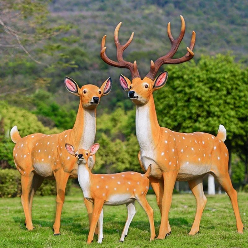 Simulation Sika Deer Sculpture FRP Large Deer Decoration