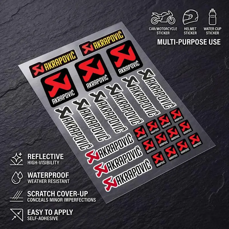 AliExpress FOR akrapovic Universal Multi-Purpose Reflective Waterproof Stickers Scratch Conceal For Auto Bike Helmet Mug Fridge Decoration
