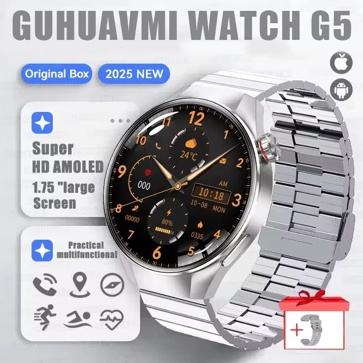 2025 New Originl Watch G5 PlUS Smart Watch 1.75" HD AMOLED Screen GPS track Heart Rate Bluetooth Call Compass Smartwatch for Men