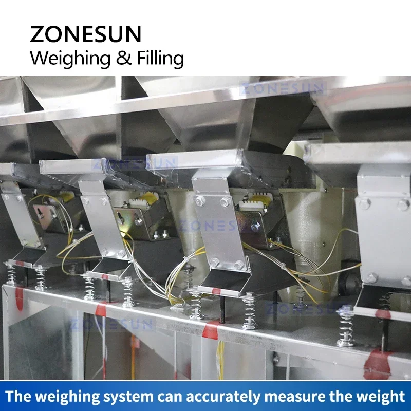 ZONESUN ควบคุมดิจิตอลอัตโนมัติเครื่องบรรจุเม็ดอนุภาคเม็ดข้าวถั่วฟิลเลอร์อุปกรณ์ ZS-GW4C