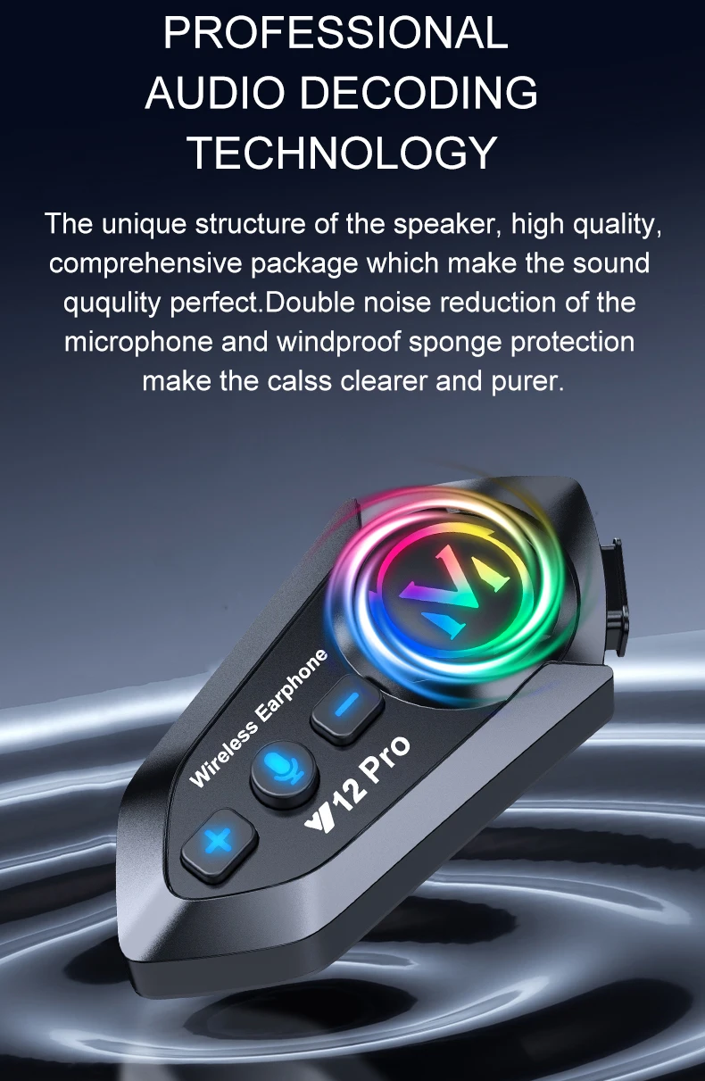 Y12 Pro Motorradhelm Bluetooth Headset Intercom Entfernung 500M IP56 Staub und wasserdicht Sprachassistent Mischen Musik Teilen – Detail 9