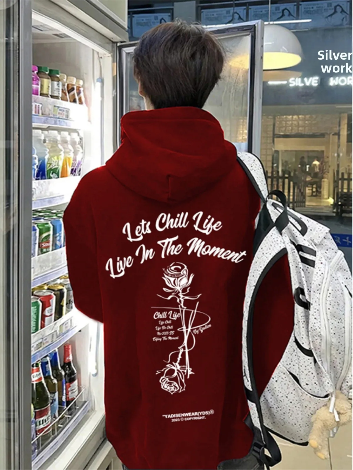 

Мужская красная толстовка Ankela с принтом роз, оверсайз, повседневная, из плотного американского полиэстера, для осени