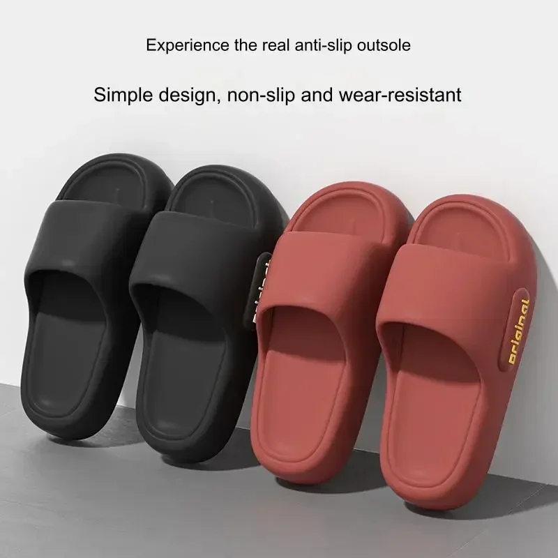 Summer 2024 Indoor Home Furnishing Home Feeling Thick Bottom Slippers Men Bathroom Bathing Anti slip Couple Cool Dragging Women