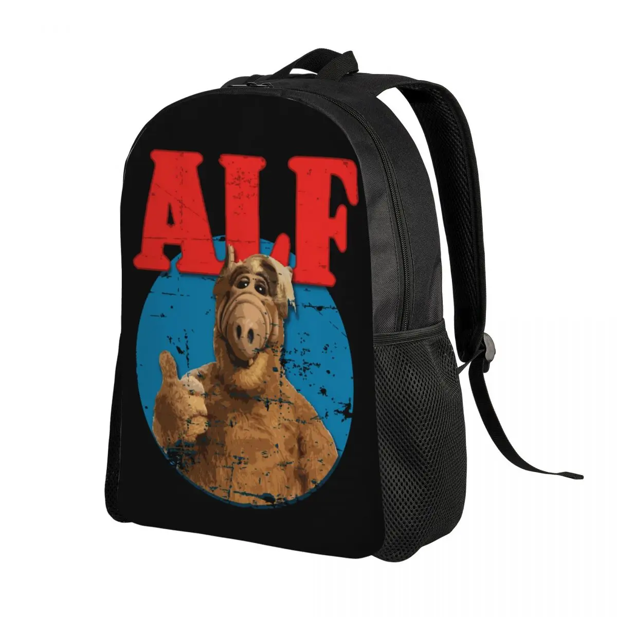 ALF Travel Backpack Women Men School Laptop Bookbag Funny Tv Gordon Shumway Sitcom Cat Series Alien College Student Daypack Bags