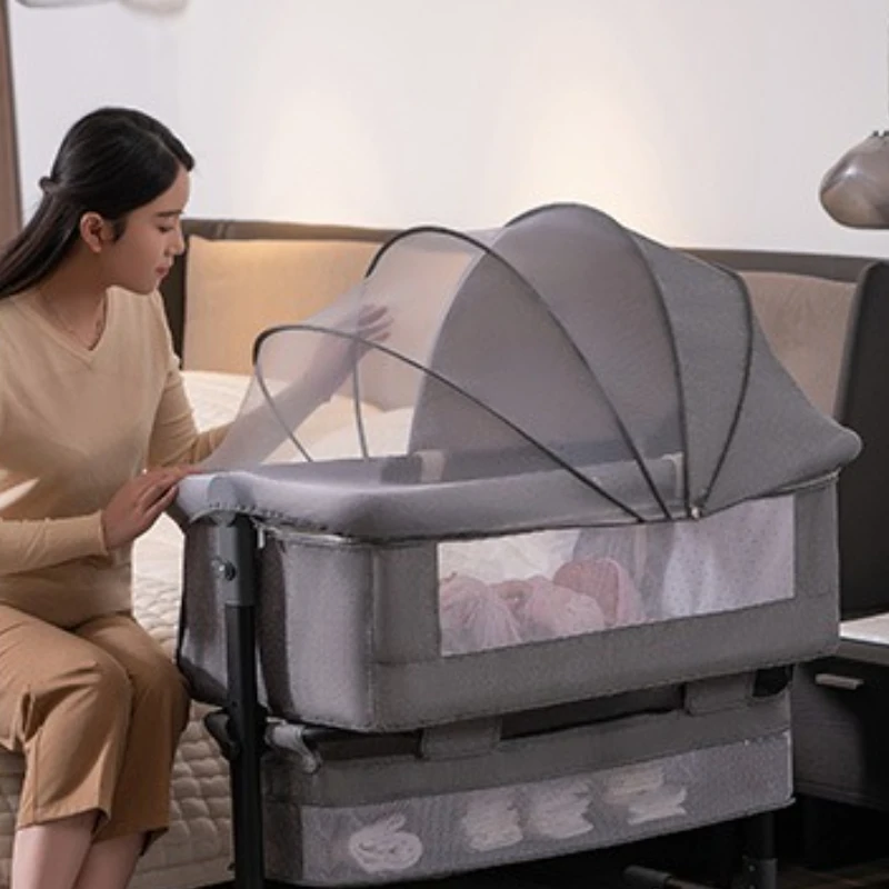 Portable Baby Crib  Foldable and Movable Children's Bed  Multifunctional Splicing Large Bed  Rocking Cama Infantil  Bedroom