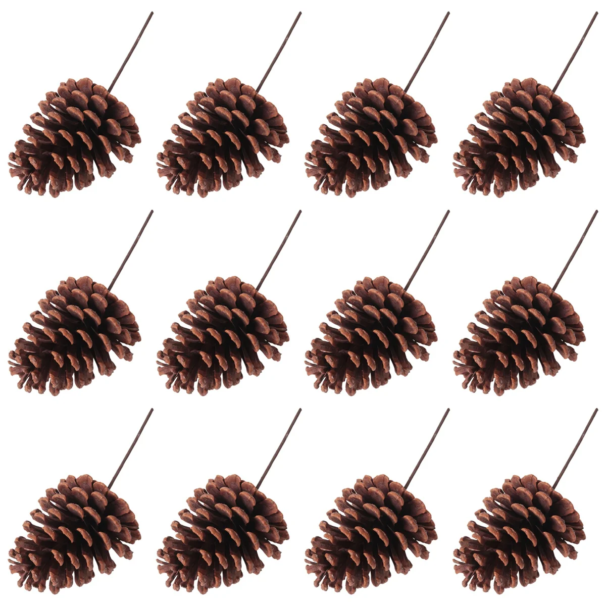 12Pcs Natural Pine Cone Picks Christmas Pinecone Sprays Medium Pinecones Picks with Wired Stems 8.3 Inch Tall for Xmas,A