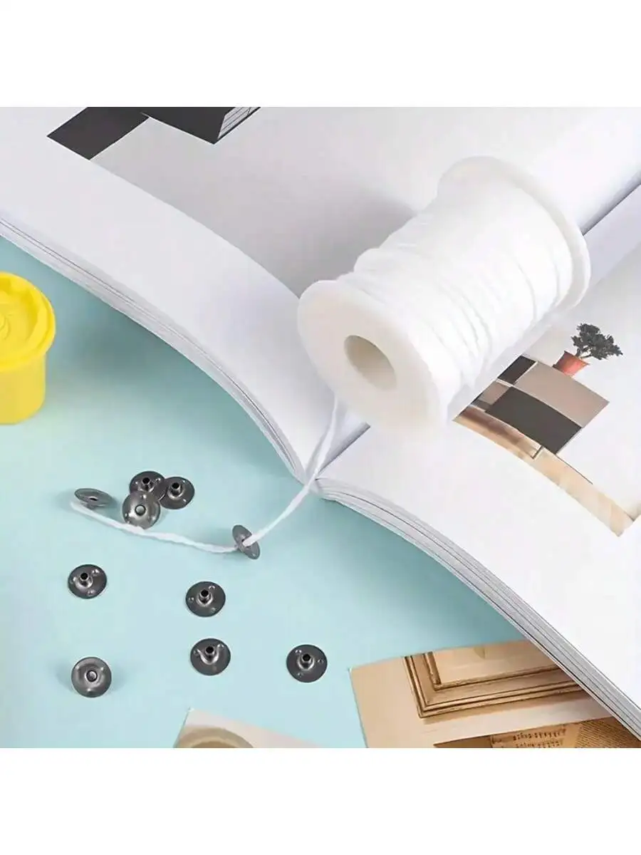 200 Fuß Kerzendochte, Rolle 24 PLAY, geflochtene Kerzendochte, Kerzendocht-Kernspule und 100 Stück Kerzendocht-Sustainer-Tabs aus Metall für C – Detail 4