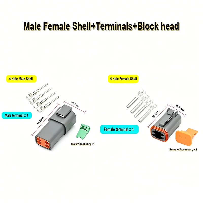 

1Set DT Waterproof Automotive Connector Plug Kit DT06-2S/DT04-2P 3P 4P 6P 8P 12P Male Female Plug Socket For Automobile 22-16AWG