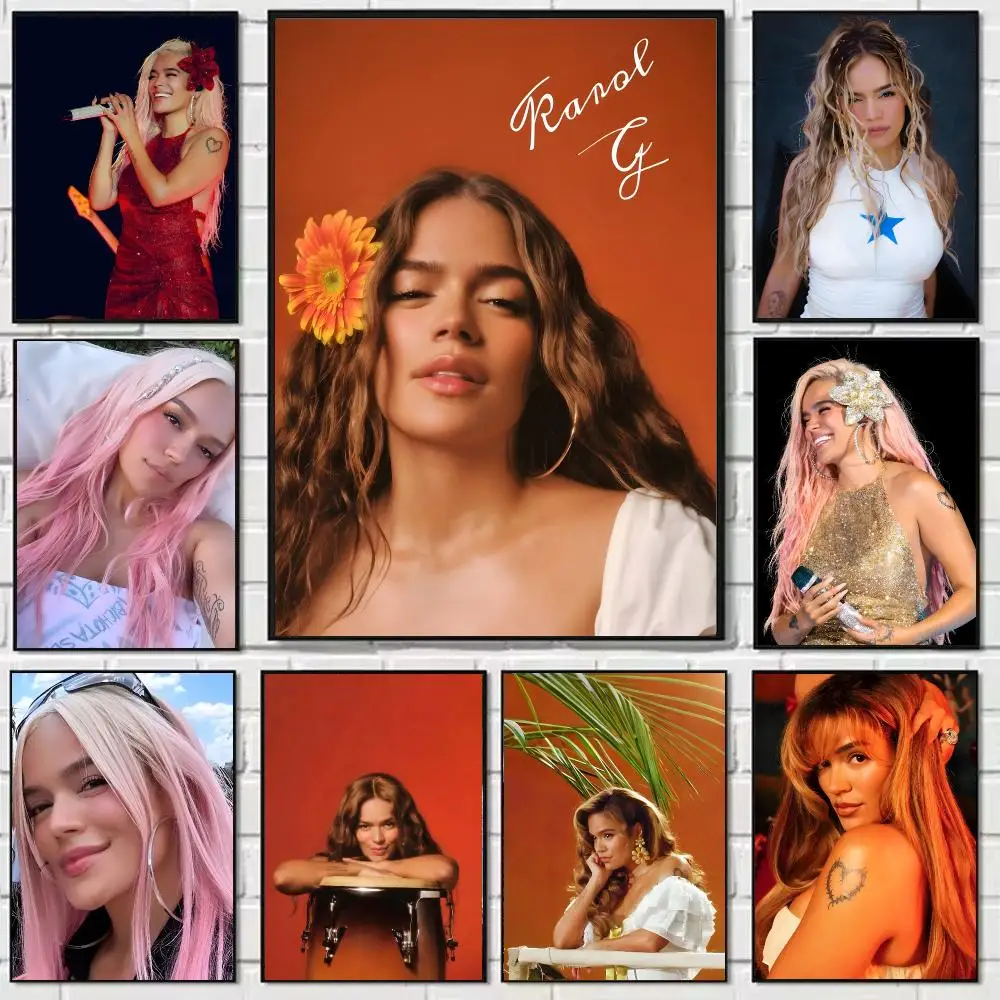 Singer K-Karol G Poster Self-adhesive Art Waterproof Paper Sticker Coffee House Bar Dorm Room Wall Decor