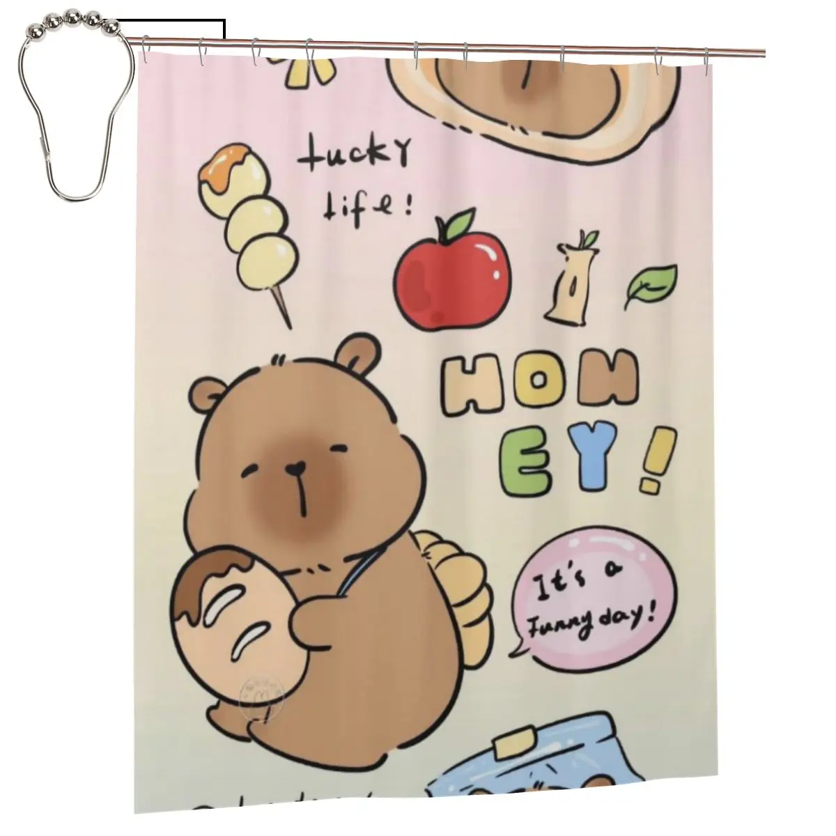 

Занавеска для душа Capybara, пейзажная занавеска для ванны с крючками для ванной комнаты, водонепроницаемый пейзаж