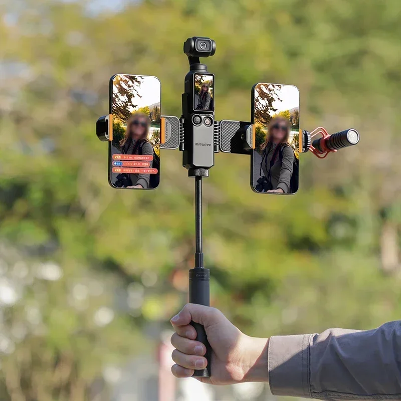 Складной двойной держатель для телефона 2 в 1, расширяющая рамку, адаптер интерфейса холодного башмака для DJI Osmo Pocket 3, аксессуары для экшн-камеры