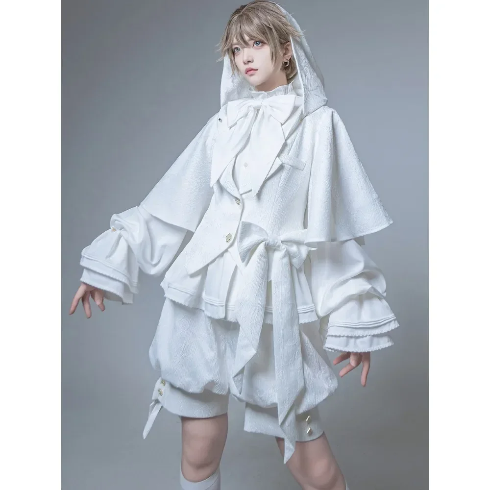 Hunting Rabbit White Moonlight Edition Retro Cool Ouji Lolita Jacket /Short Pants/Trousers Set by Princess Chronicles 2025