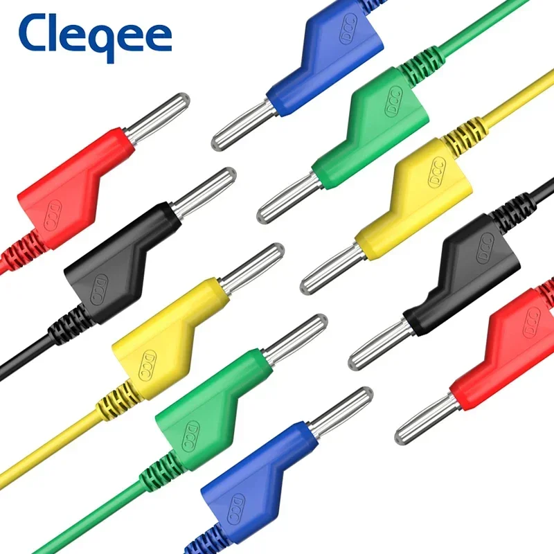 Cleqee P1036DCC 5x Random Color Dual Stackable 4MM Banana Plug  Power Test Leads 20A Multimeter Test Cable 0.5m/1m/1.5m/2m/3m/5m