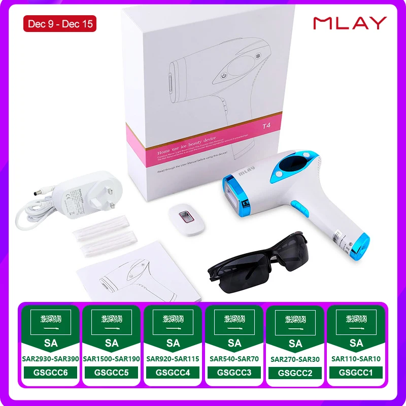 Mlay T4 Laser Hair Removal Handset Device Epilator ICE Cooling IPL Laser Hair Removal Machie Face Bikini Home Body Laser Shaving