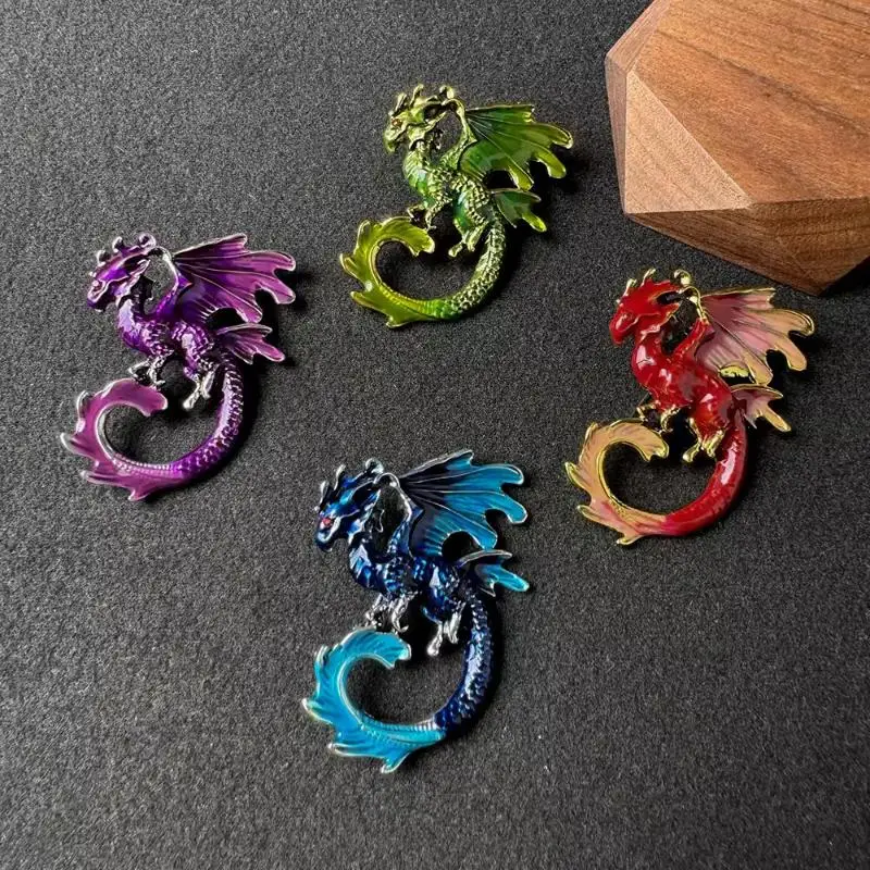 Vintage Enamel Dragon Brooch Shiny Glossy Surface Fashion Accessory for Lapel Bag Daily Wear Cosplay New Year Gift