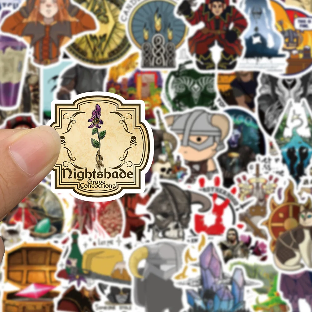10/30/50Pcs Popular Games skyrim Stickers For Snowboard Laptop Luggage Car Fridge DIY Styling Vinyl Home Decor Stickers