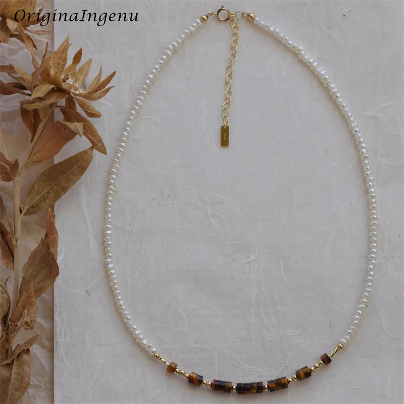 Tarnish Resistant 14K Gold Filled Natural Pearl Necklace Handmade Organic Crystal Pendants High Quality Jewelry for Women