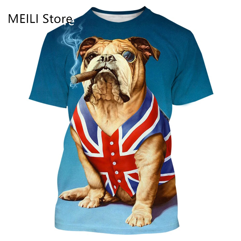 French Bulldog 3D Print Men's T Shirts Summer O-Neck Animal Short Sleeve T-Shirt Oversized Streetwear Boys Kids Cute Tees Tops