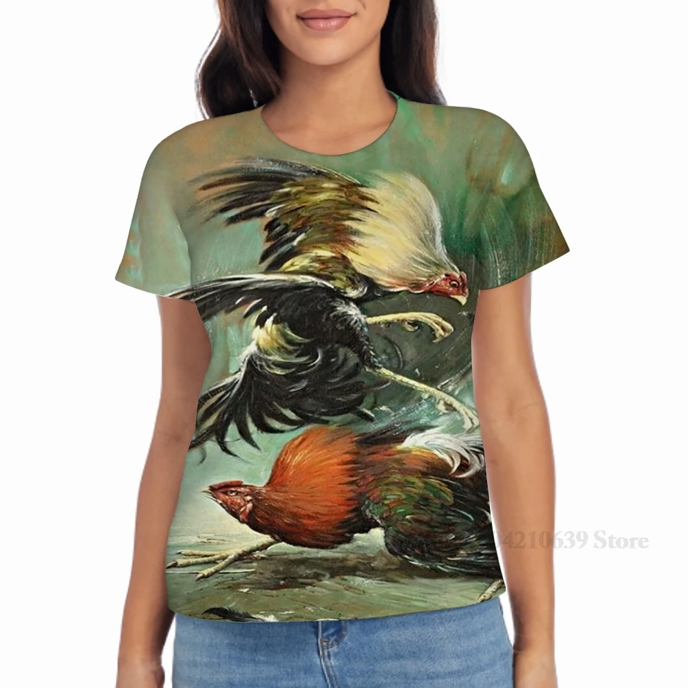 في جميع أنحاء الطباعة Pelea de gallos الديك قتال الديك قتال الرجال تي شيرت المرأة فتاة الموضة تي شيرت الصبي بلايز تيز