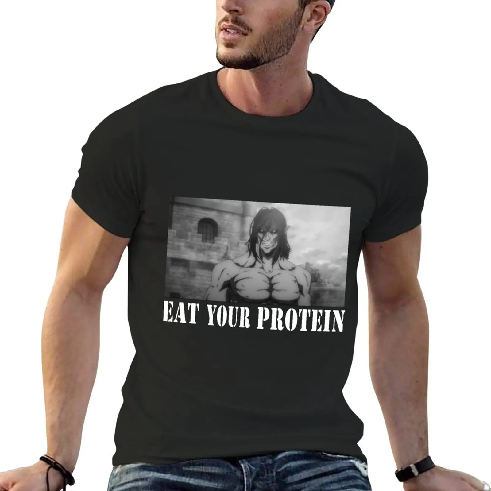 eat your protein attack T-Shirt summer tops aesthetic clothes vintage t shirt quick-drying t-shirt plain black t shirts men