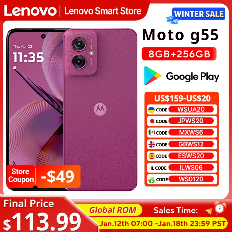 Motorola MOTO G55 Smartphone Original Global ROM 6.5-inch 120Hz Display 256GB MediaTek Dimensity 7025 50MP Cellphone