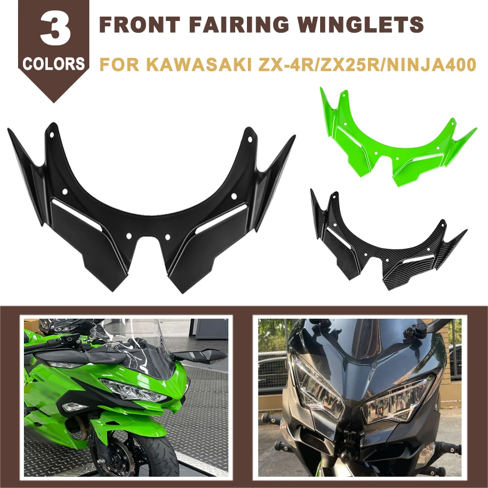 Motorcycle Front Fairing Aerodynamic Winglet Wing Spoiler Cover Protector Front Fender For Kawasaki ZX 4R 25R Ninja400 2021-2023