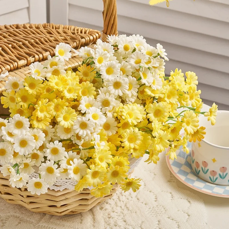 6 Stück Gänseblümchen-Blumenstrauß, künstliche Blumen für Hochzeitsdekoration, Heimdekoration, künstliche Wohnzimmer-Tischdekoration, Hotel-Landschaftsdekoration – Detail 6
