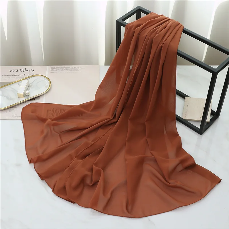Summer Long Silk Scarf For Women Large Shawl Wrap Headband Solid Design Hijab Beach Stoles Female Foulard Echarpe Bandana image 6