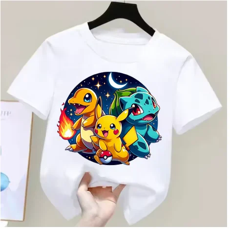 

Футболка с изображением аниме-персонажей Покемон для мальчиков и девочек, хлопковая ретро-футболка для мужчин и женщин, повседневные свободные топы с короткими рукавами для пар в стиле Y2K