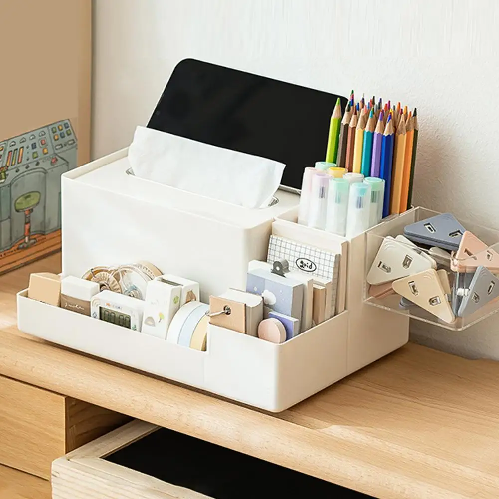 Pudełko z szufladą Prostokątne pudełko na chusteczki o pojemności Antypoślizgowa konstrukcja do dozownika Stojak na telefon komórkowy Wielofunkcyjny uchwyt do przechowywania