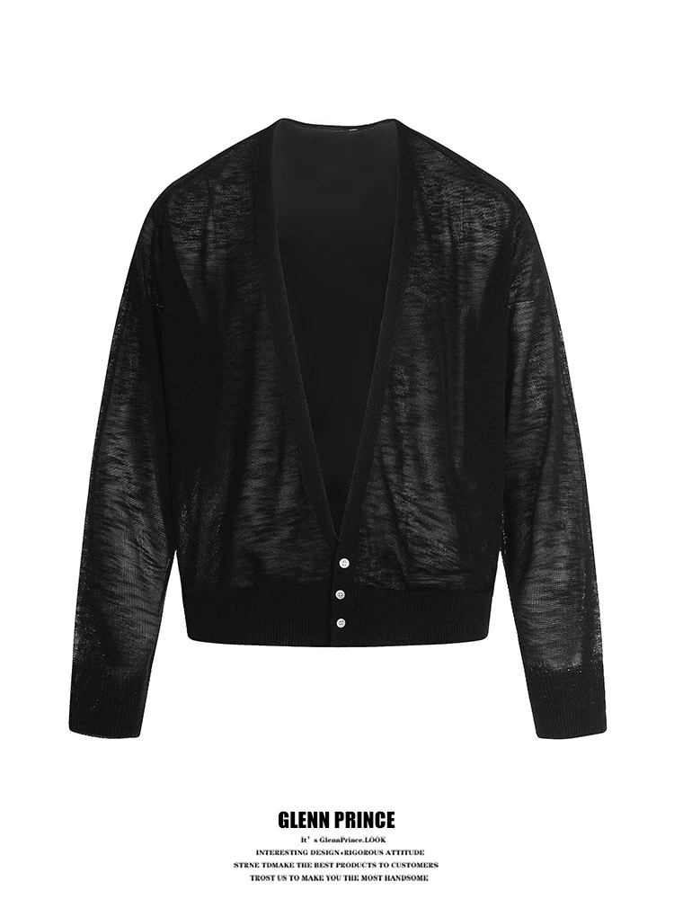 

GPstudio V-Ne Knitted Cardigan Men's Lightweight Casual Versatile Commuting Sun Protection Outerwear Soft Long Sve irt