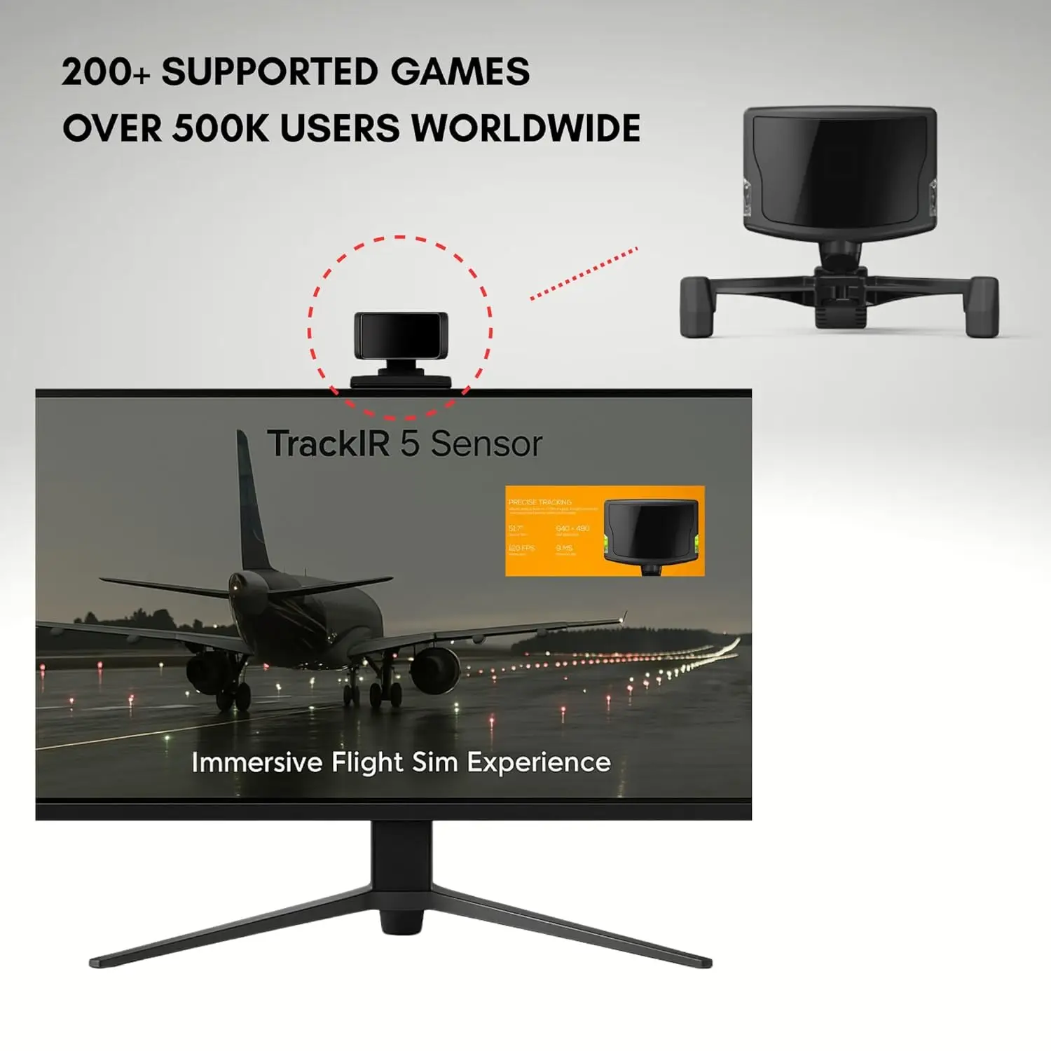 5-Kopf-Tracking-System – 6DOF USB Optical Motion Tracker für PC-Gaming-, Flug- und Rennsimulatoren – Head Tracker-Bundle