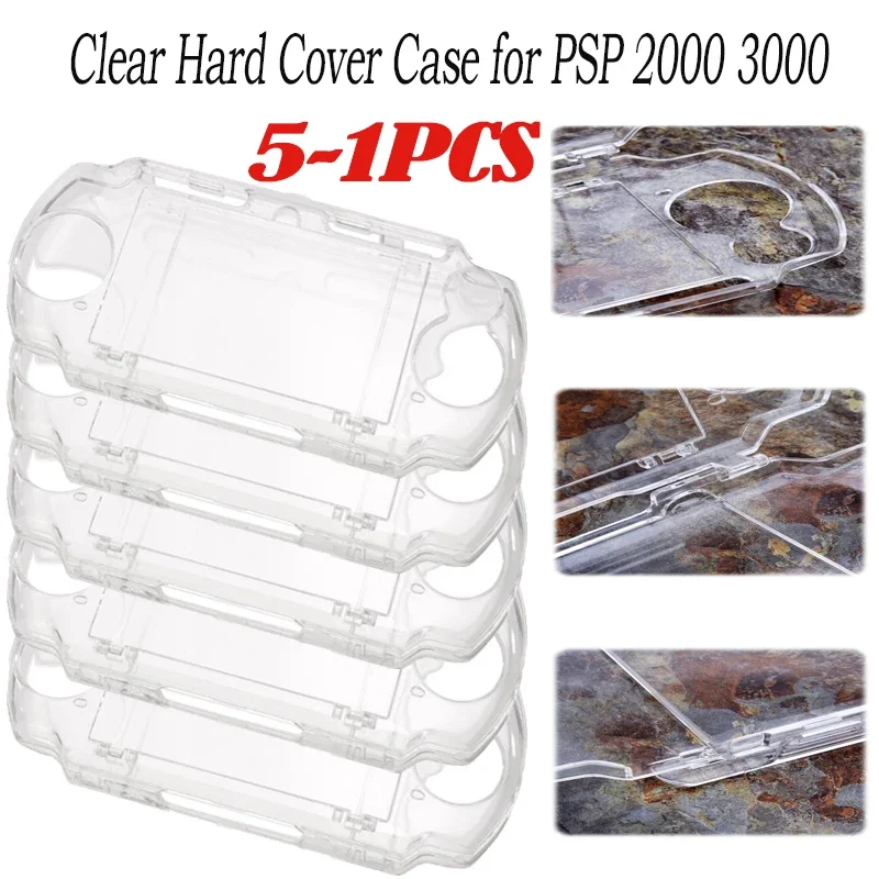 5-1 Stück klares Gehäuse für PSP 2000 3000 Hard Carry Cover Case Snap-In Kristall Protector Case