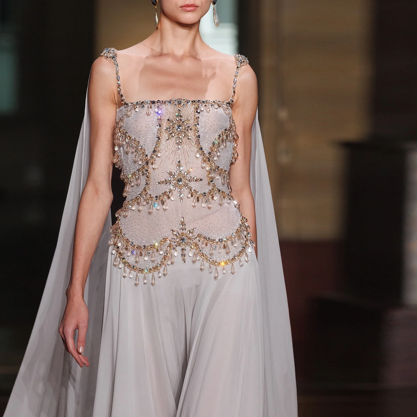 Sharon Said Elegante Arabische Silber-Gold Abendkleider mit Kristallperlen 2026 Dubai für Hochzeitsfeier-Kleider SS517 Maßanfertigung – Detail 7