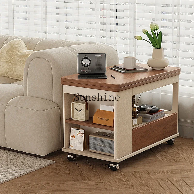 

Cream wind movable folding coffee table trolley small apartment living room multi-functional tea table