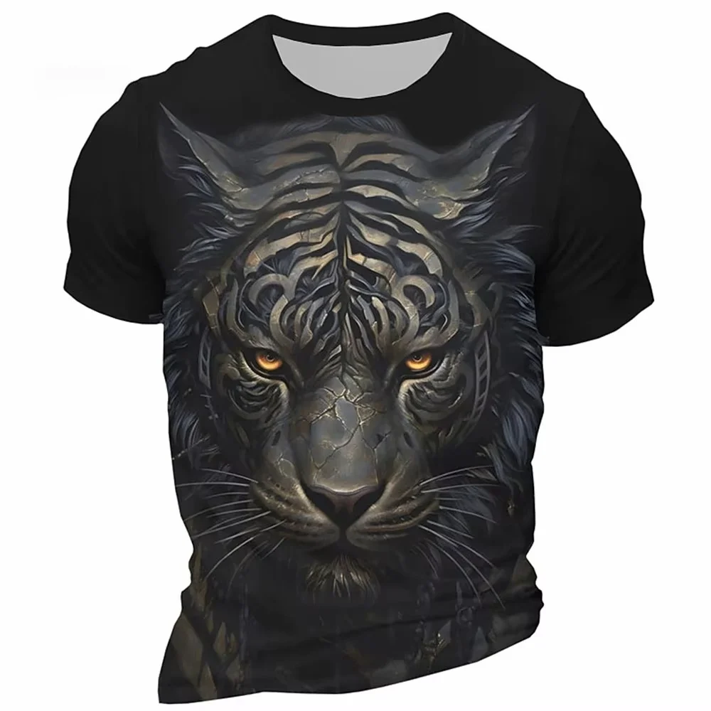 

Vintage Men's T-Shirt 3D Tiger Printed Short Sleeve T-Shirt Fashionable O-Neck Loose Top Summer Men's Street Casual Clothing
