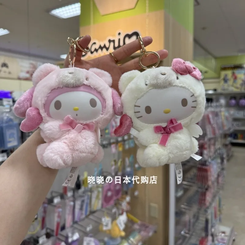 

Новый Sanrio Japan Bear Angel кукла с капюшоном Kitty Melody Pochacco Cinnamoroll Kawaii аниме плюшевый брелок для детей подарки на день рождения
