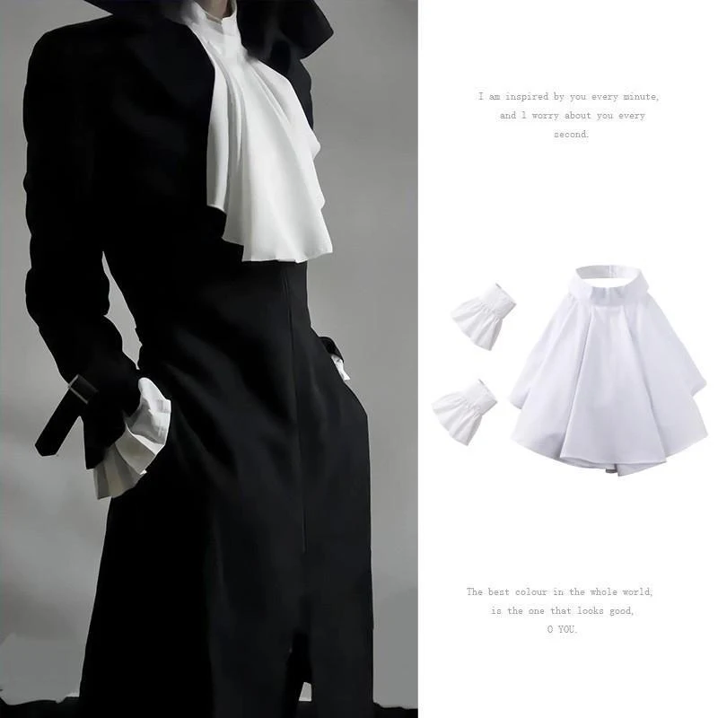 Folded Collar Neck Decoration Chiffon Shirt Collar Palace Ruffle Edge Professional Suit Decor Collar Fake Collar Hanging Bowtie