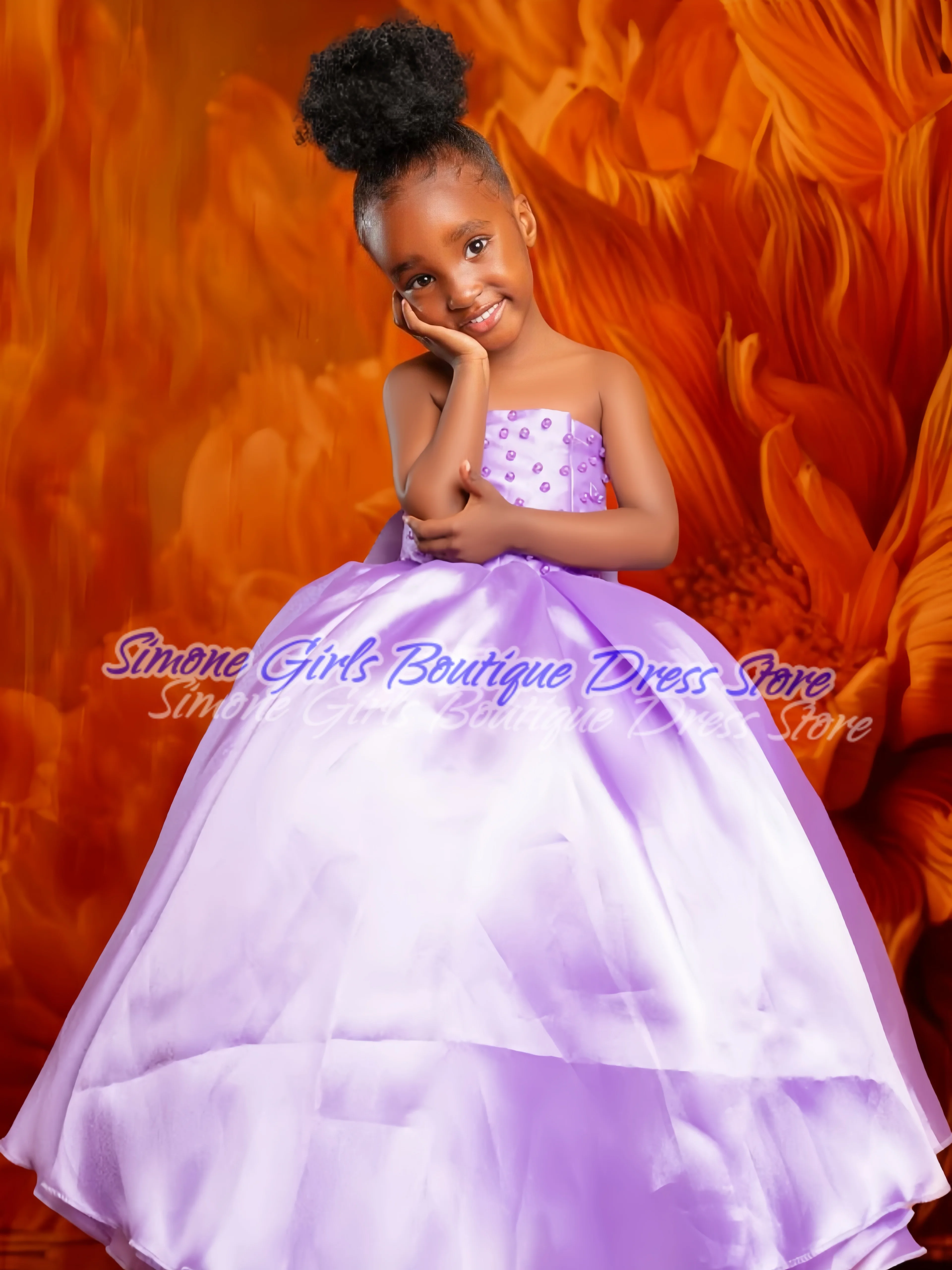 Satin Off Shoulder Ball Gown Tube Dress Bow Princess Dress Flower Girl Dresses for Birthday Party Dance Performances Photo Shoot