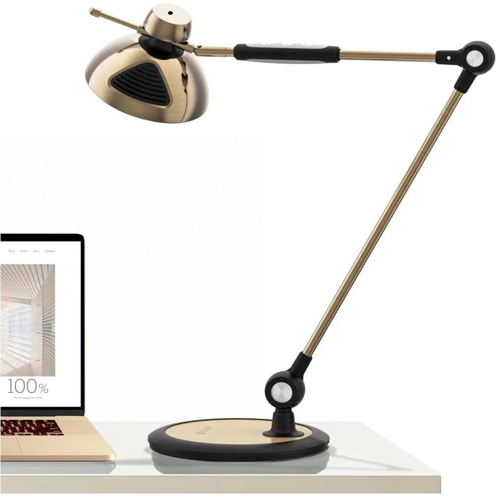

Desk Lamp Gesture Control with Adjustable Swing Arm, Brass Desk Lamps for Home Office, 12 Brightness, 3 Color Modes, Memory