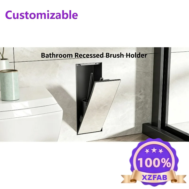 Factory Direct 2026 Wall Embedded Hidden Toilet Brush Stainless Steel In-wall Niche Silicone Concealed Tool For Bathroom Side Wa