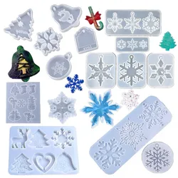 SNASAN Snowflake Pendat Silicone Mold Christmas Tree Elk DIY Casting Mould Epoxy Resin UV Resin Jewelry Making Handmade Tool