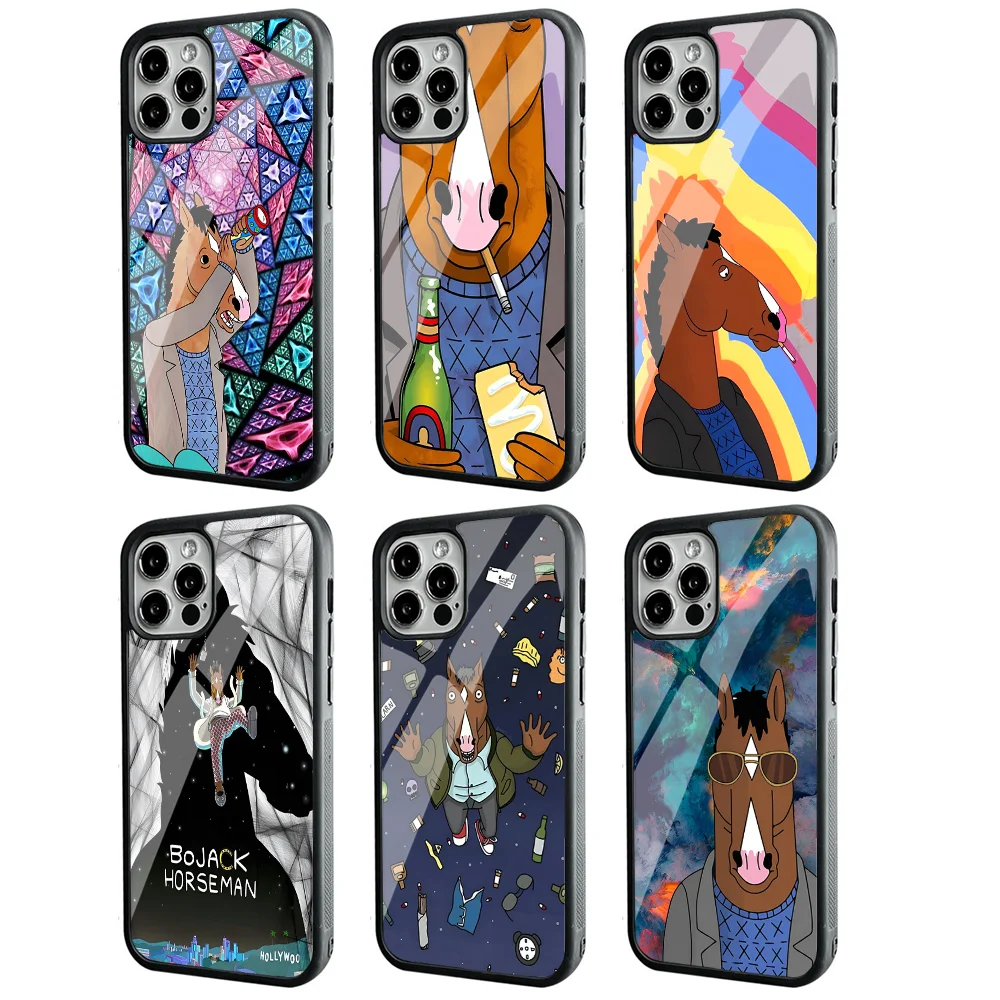 BoJack Horseman Phone Case For IPhone 11 12 13 14 15 Plus Pro Max Mirror Acrylic PC TPU Cover