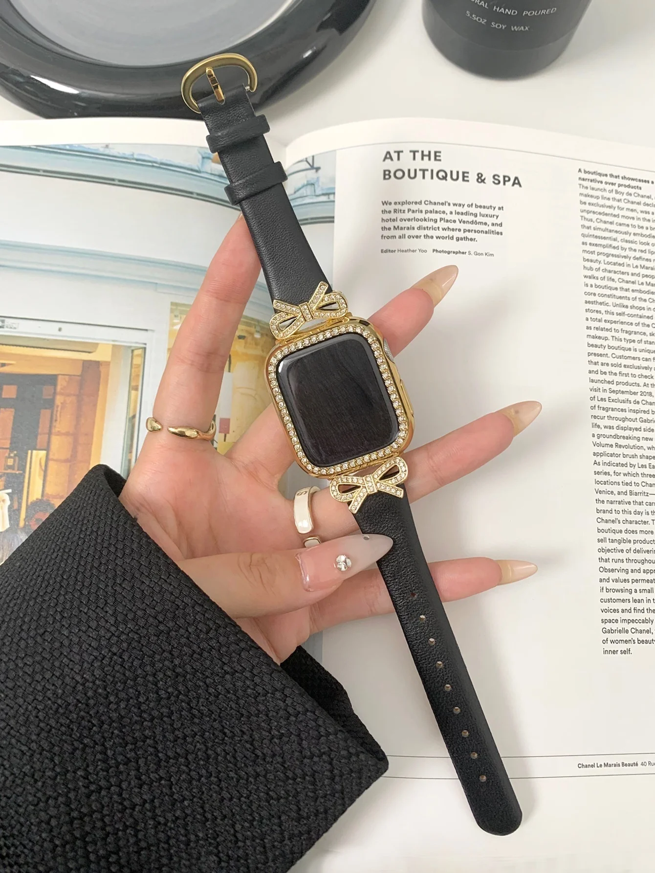 

Metal butterfly leather compatible iWatch strap 38mm 40mm 41mm 42mm 44mm 45mm 49mm fashionable strap