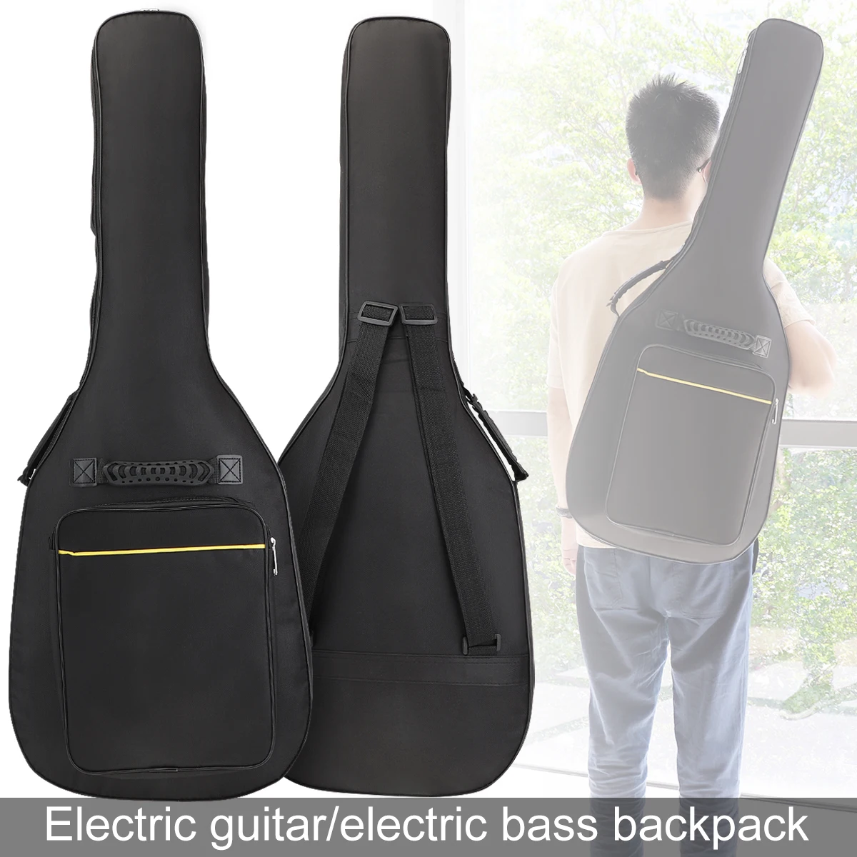 39-48 Zoll Oxford Stoff Pad 8-10mm Baumwolle Verdickung Doppel Riemen E-gitarre E-bass Fall, wasserdichte Abdeckung Rucksack – Detail 23