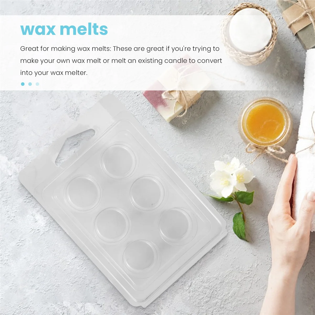 60 Pack Wax Melt Containers-6 Cavity Clear Empty Plastic Wax Melt Molds - Clamshells for Tarts Wax Melts.