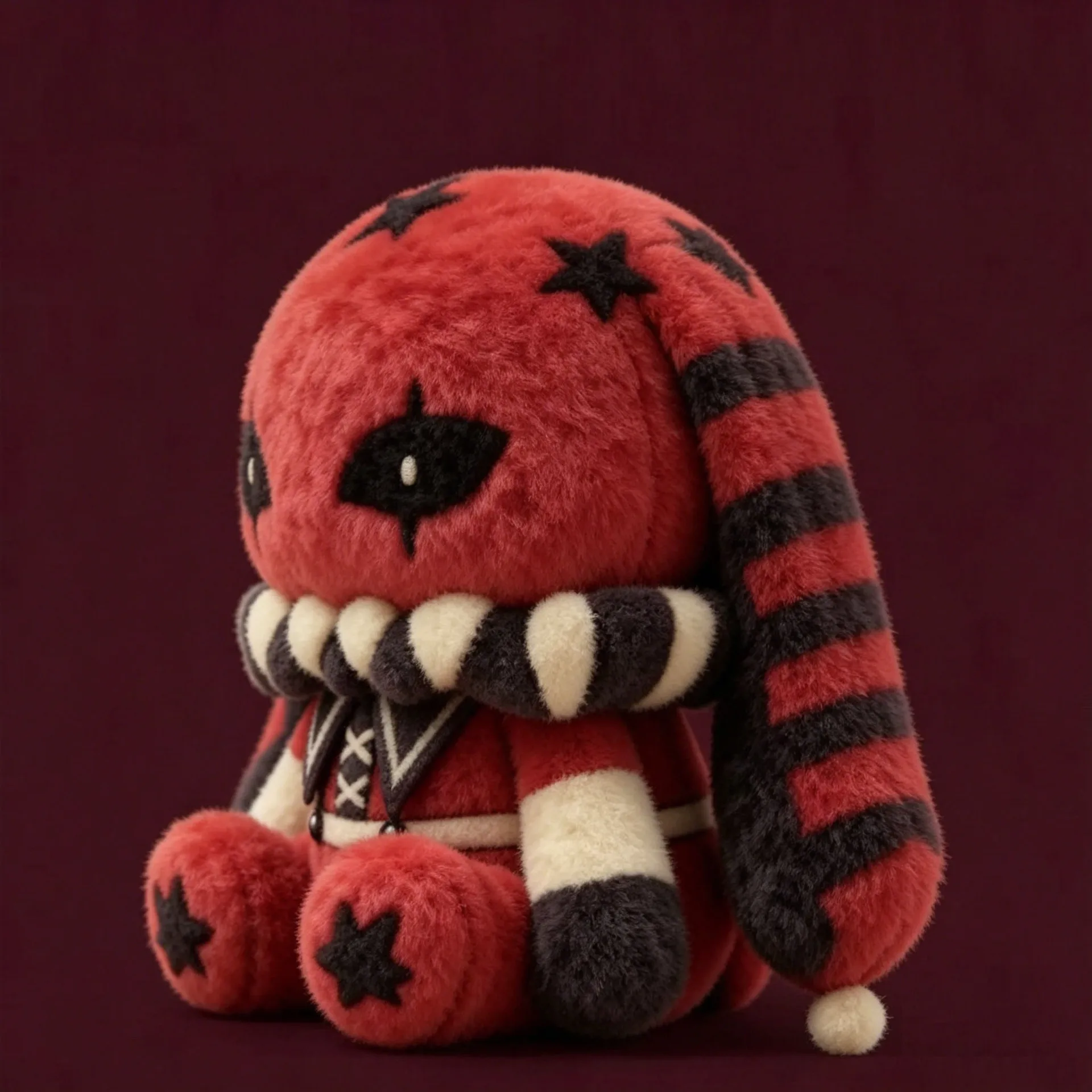 The Freak Circus Pierrot Rabbit Plush Toy Star Print Striped Long Ear Soft Stuffed Animal Home Decoration For Adult Collectors
