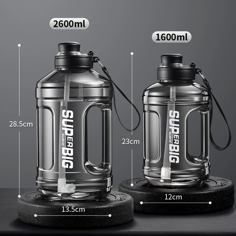 

1.6L/2.5L Fitness Cup Bpa Free Gym Drinking Bottle Large Capacity Portable PC Sports Water Bottle With Straw Water Kettle
