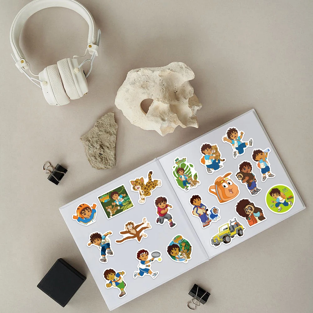 50PCS Go Diego Go Stickers Cartoon Character Decals For Laptop Water Cup Suitcase Refrigerator Notebooks Toy Graffiti Stickers